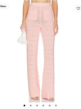 NEW MAJORELLE Pink Crochet Wide-Leg Knit Pants